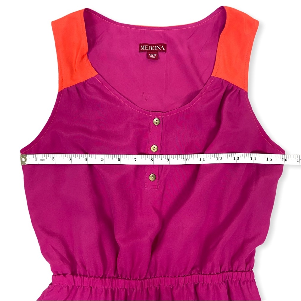 Merona Color Block Elastic Waist Dress XS Pink Orange - Picture 3 of 6